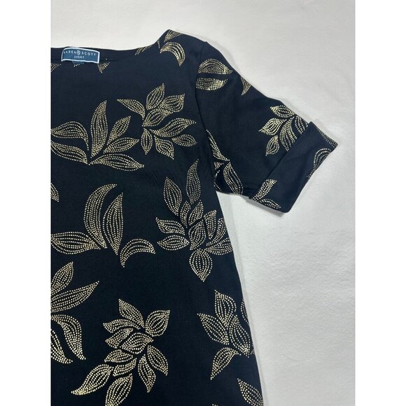 Karen Scott Sport Dress Size L Sleeve Cotton Blend Golden Leaves - Picture 5 of 6